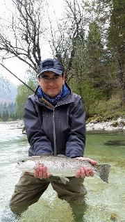 Spanish guests and Rainbow trout S, April 2017, Slovenia fly fishing